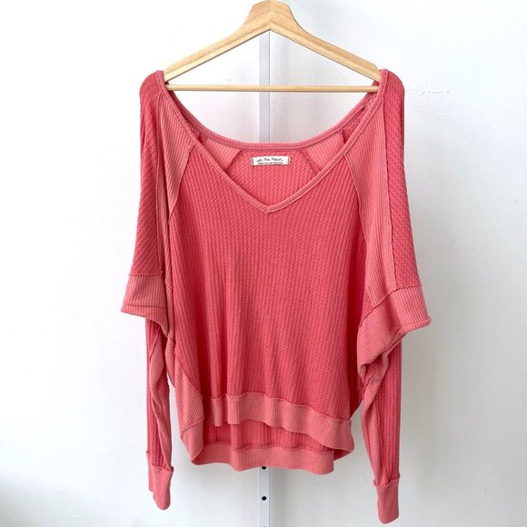 Free People Tops - We the Free People Santa Clara Thermal Top Waffle Knit Dolman Sleeve Pink M